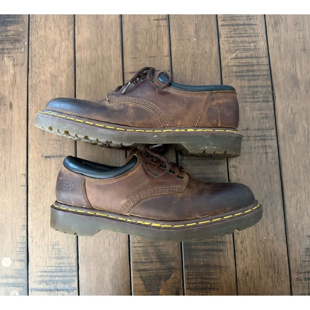Vintage Dr Martens Shoes Mens 9 Brown Leather Oxford Made in England 8053